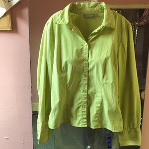 Green Collared Button-Up Blouse